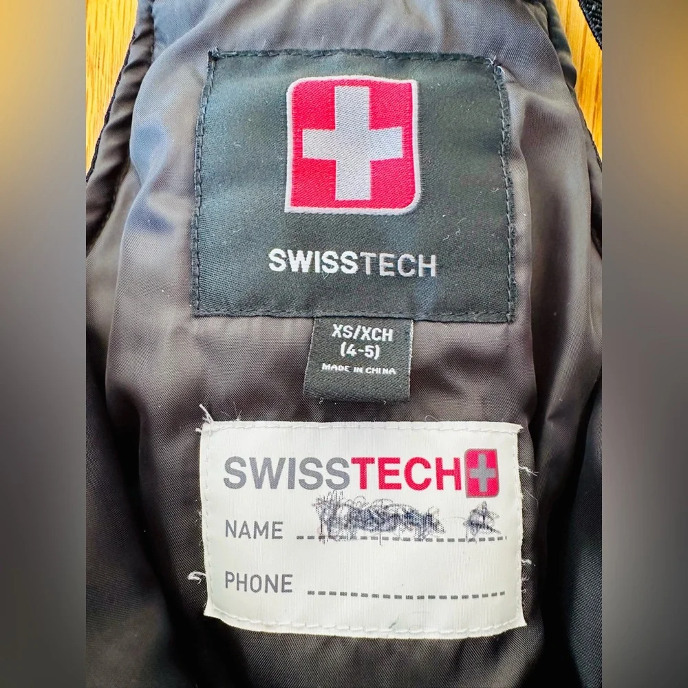 Swiss Tech One Piece Bib Snowsuit Black Unisex Size XS 4-5Y